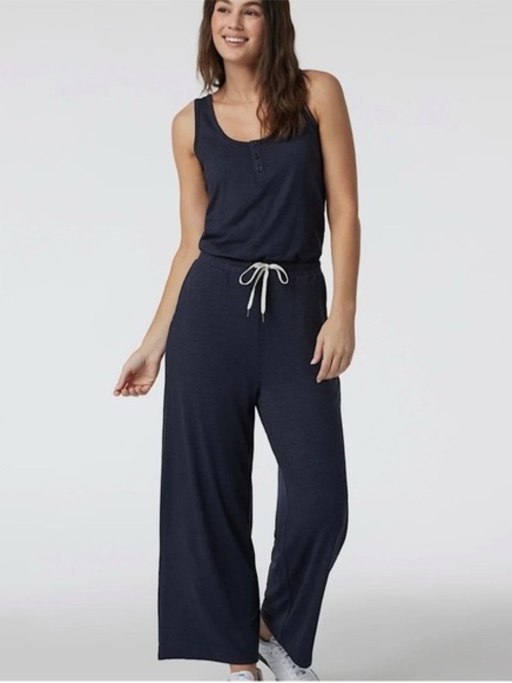 Vuori Falls Jumpsuit Sleeveless Wide-Leg Jumpsuit Drawstring Waist MSRP $118